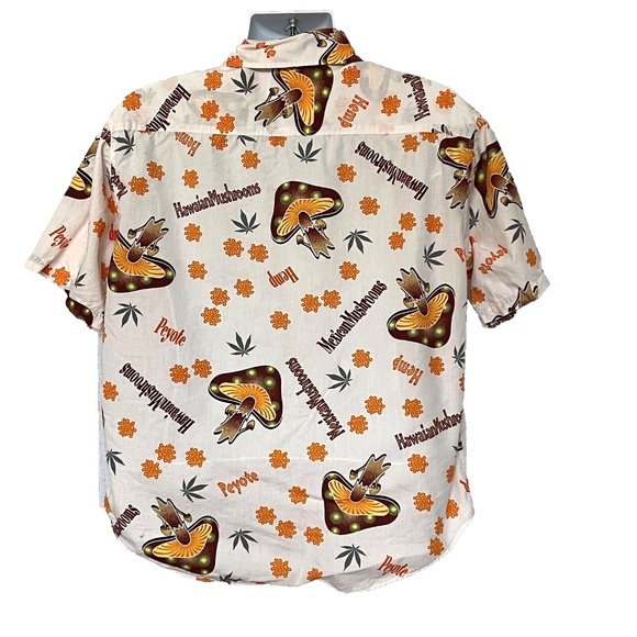 Light Wear Shirt Button-Up Mushrooms All Over Print Mens Large Hawaiian Style - Picture 7 of 7
